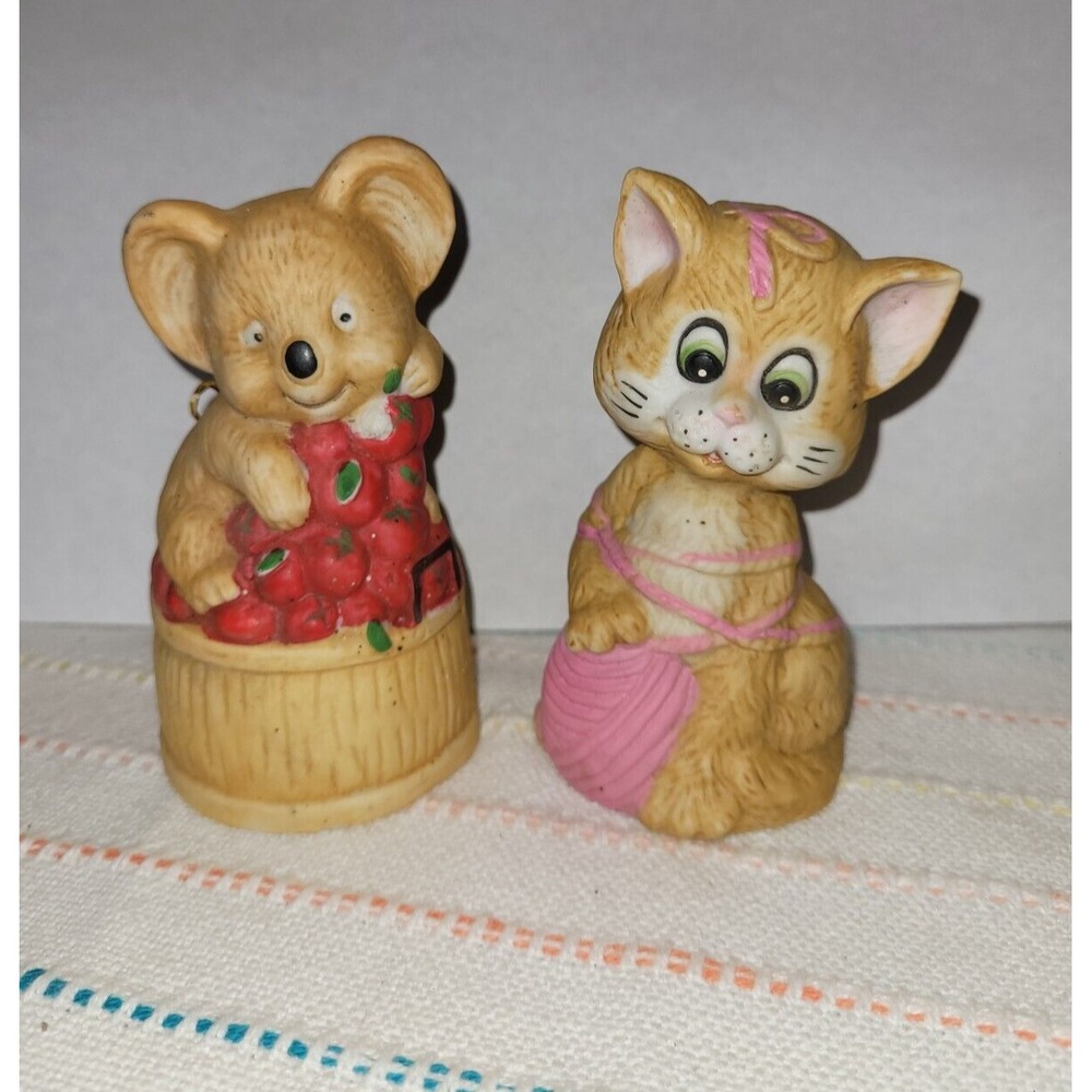 Vintage Jasco Kitty with Pink Ball Yarn and Kuala Bear Bell